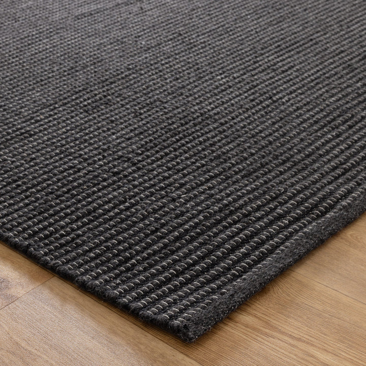 Nova Handwoven Black Wool Rug