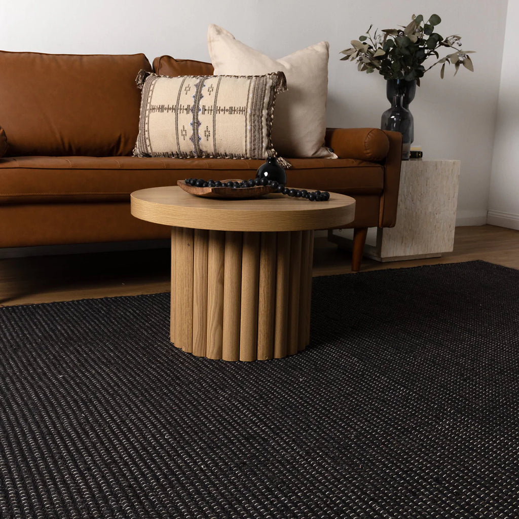 Nova Handwoven Black Wool Rug