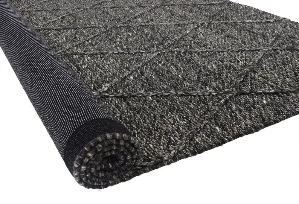 Braided Charcoal Area Rug | Modern Indoor Wool Blend Rug Sydney