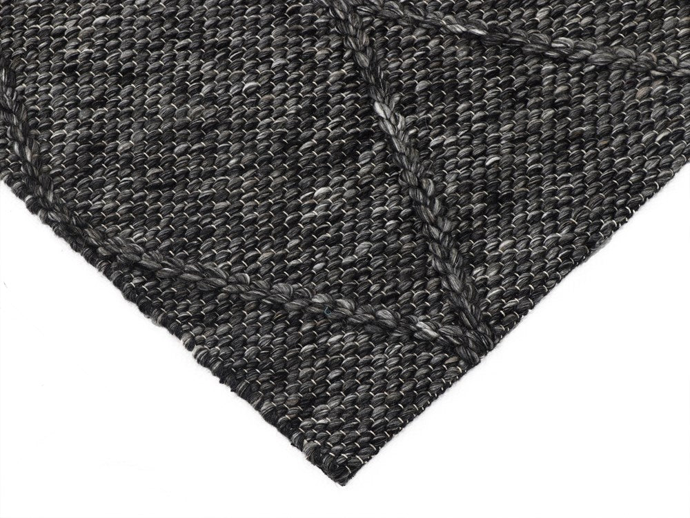 Braided Charcoal Area Rug | Modern Indoor Wool Blend Rug Sydney