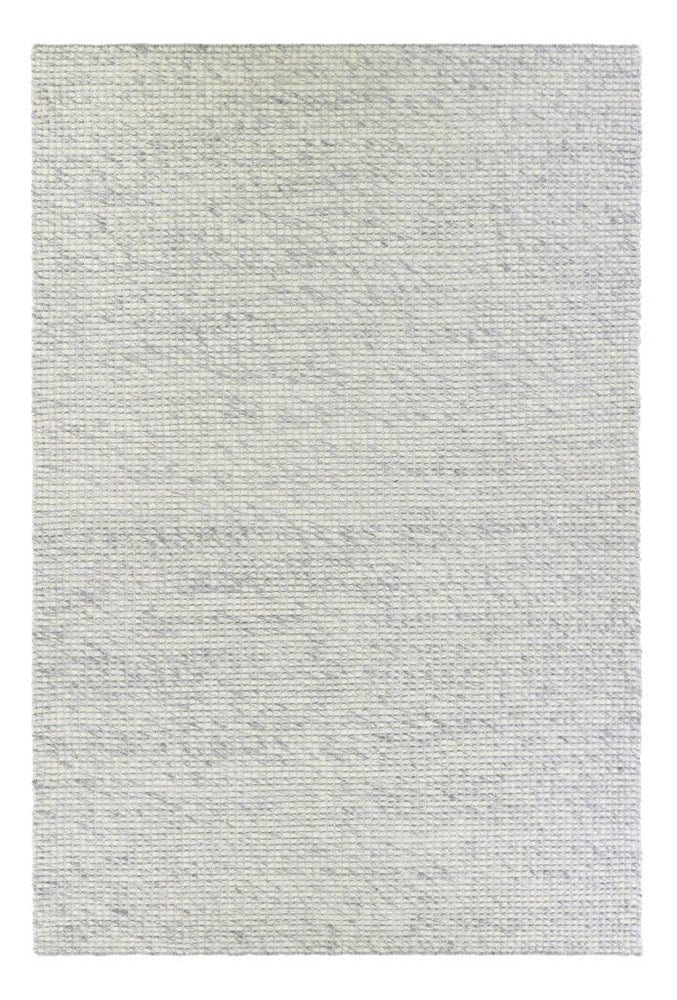 Textured light gray flatweave braided wool cotton rug on a white background