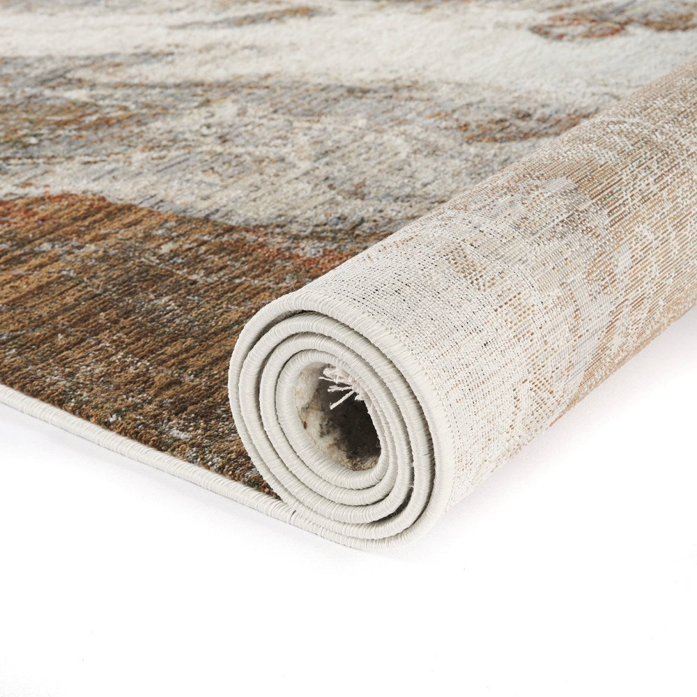 Asena Coral Rust Abstract Area Rug – Indoor Polypropylene Floor Rug