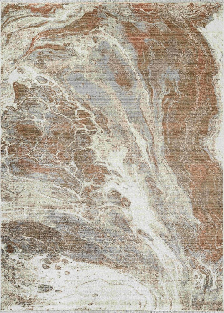 Asena Coral Rust Abstract Area Rug – Indoor Polypropylene Floor Rug